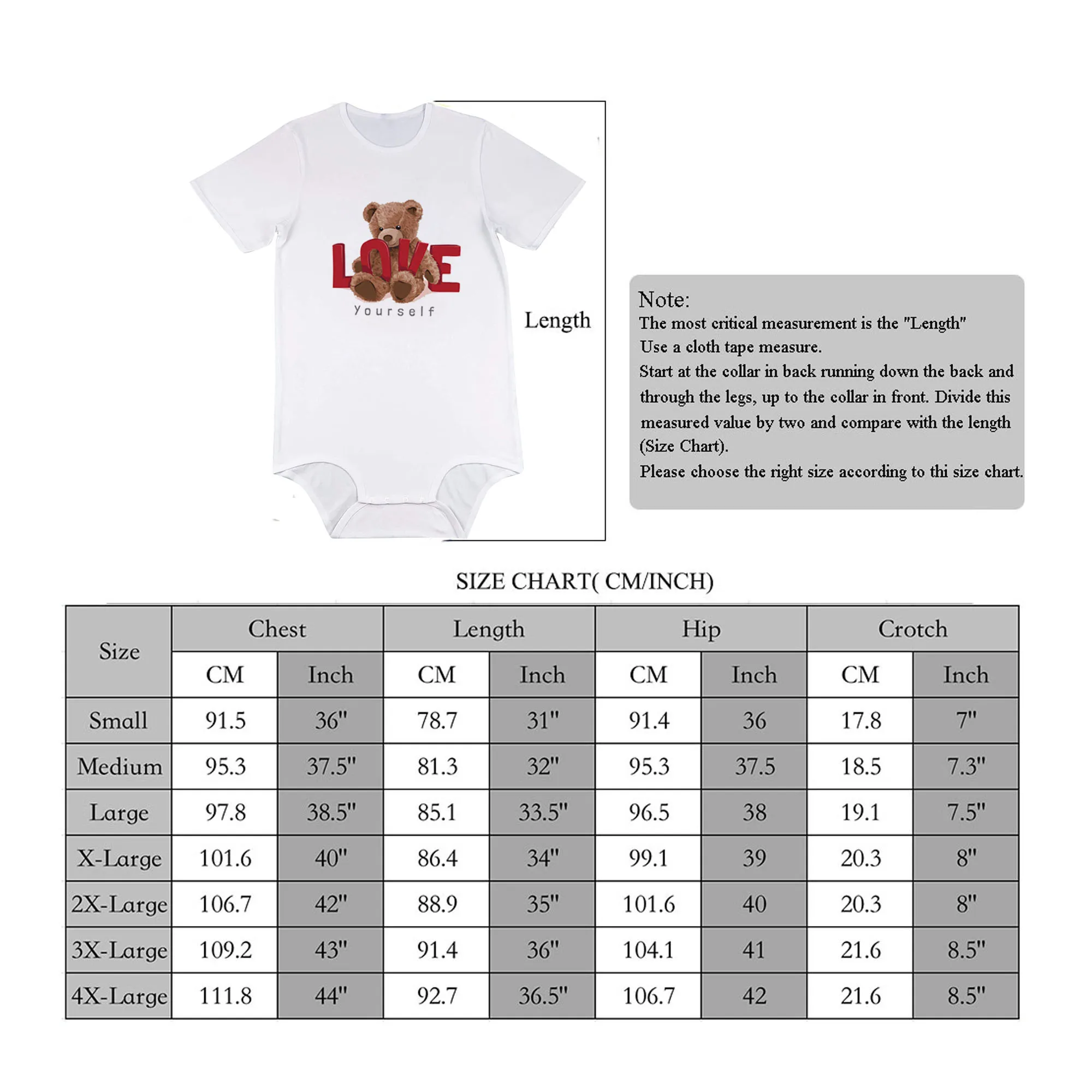 Adult Baby Onesie Men Little Bear Pajamas Snap Crotch Bodysuit ABDL