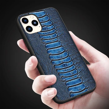 

For Back Cover Genuine Leather Ostrich Foot Phone Case For iPhone 11 Pro Max 5.8 6.1 6.5 Cell Phone Cases