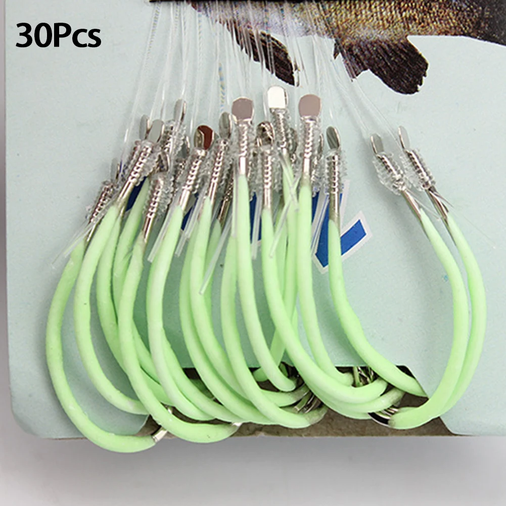 30Pcs Fishing Hook Carbon Steel Portable Fishing Tools Fluorescent Luminous 