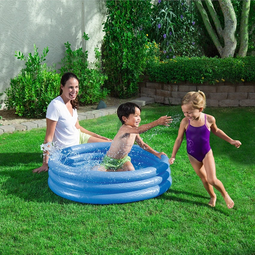 Bestway piscina inflable para niños, piscina sobre el suelo, 3 anillos de plástico, color verde, amarillo y azul, 51026|Bañeras de hidromasajes de exterior| -