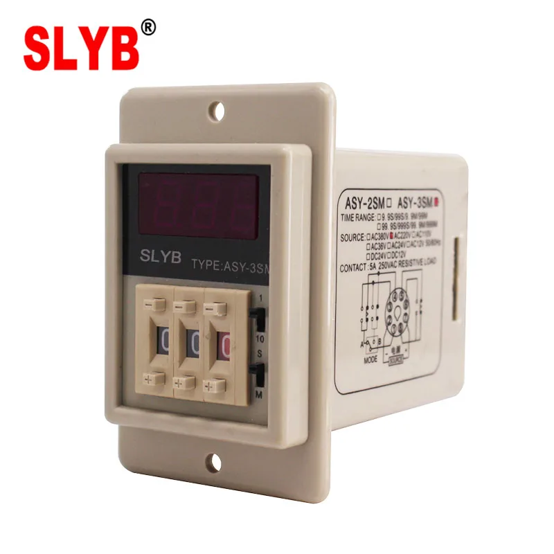 

10PCS Good Sales Time Delay Relay ASY-3SM Industrial Electric Adjustable Timer AC220V Seconds and Minutes 220V 3A with Base