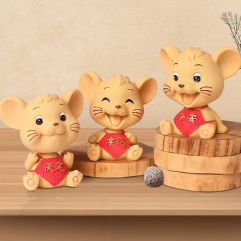 

Besegad Cartoon Rat Bobbing Head Car Dashboard Ornaments Year of The Mouse Festival Decoration for Chinese New Year Home Decor