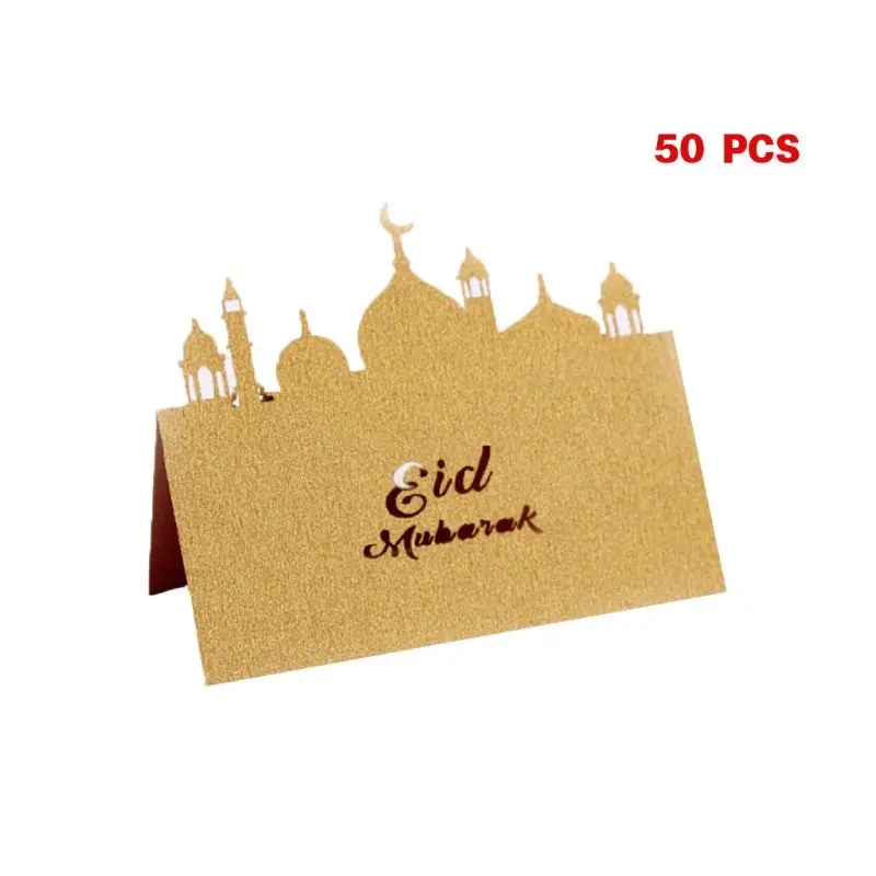 50pcs Laser Cut Castle Eid Mubarak Muslim Ramadan Wedding Party Invitation Table Place Card Name Reception Seatting Cards 72XF