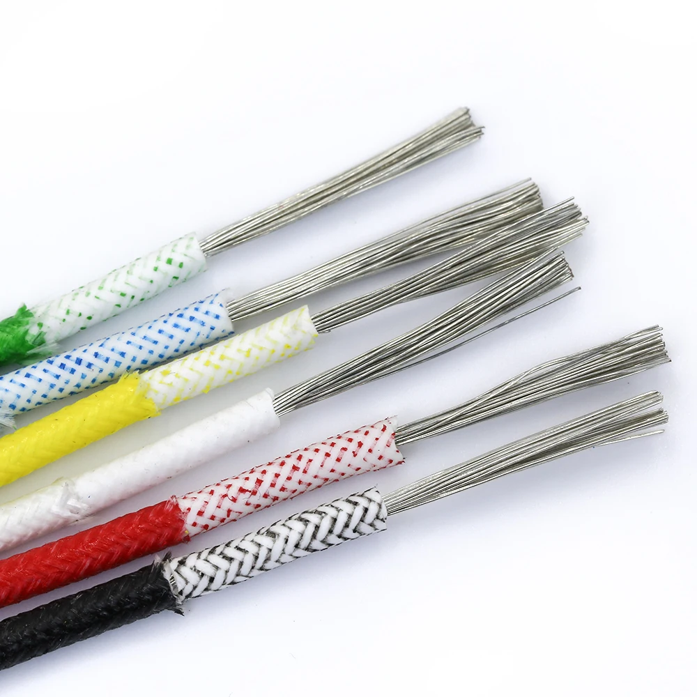 Hittebestendige 300 °C glasvezel gevlochten hoge temperatuur siliconen draad en kabel 0.3mm 0.5mm 1.0mm 1.5mm 2.5mm 4mm 6mm - AliExpress