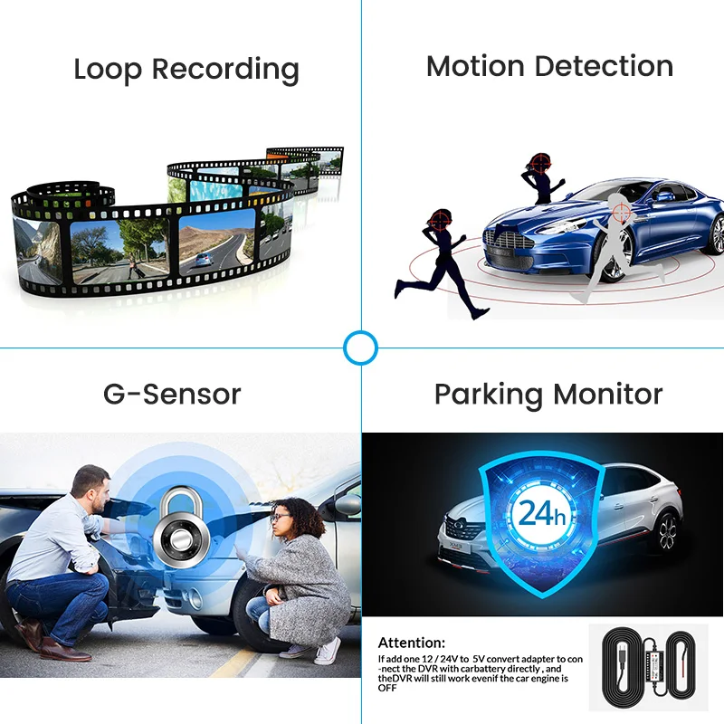  E-ACE Car Camera 5 Inch DVRs With Dual Camera Lens Full HD 1080P 30FPS Video Registratory Rearview 