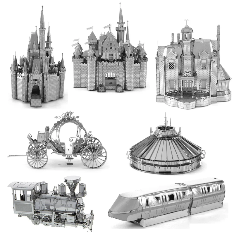 

Castle buildings 3D Metal Puzzle carriage locomotive model KITS Assemble Jigsaw Puzzle Gift Toys For Children