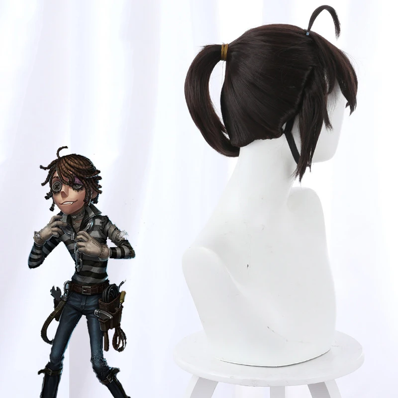 Ktip Up Identity V Wig Cosplay Costume Brown Short Ponytail Synthetic Hair Wigs For Halloween Party Carnival Role Play -Zentai shop online H274d8b3f38b64dbbb9337bb65b19e282I.jpg