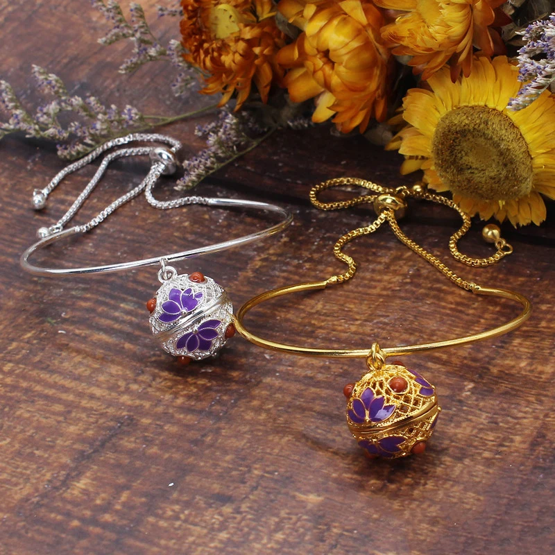 Vintage Aromatherapy Painting Bracelet Essential Oil Diffuser Perfume Bangle Jewelry Glowing Warm Color Ball Fashion Accessories