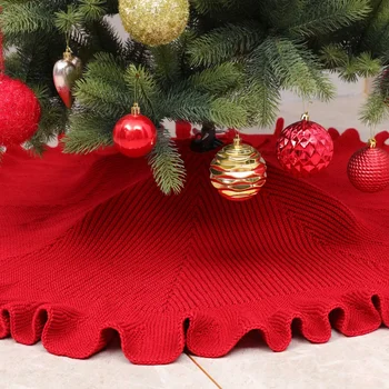 

Christmas Decorations Knitted Pleated Curled Tree Skirt Christmas Supplies Tree Bottom Apron 120CM Cloth