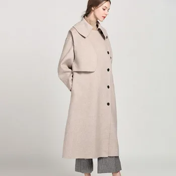 

2020 Autumn Coat Women Plus Size Double-sided Handmade Wool Clothes Single Breasted Cashmere Woolen Female Overcoat Dd001