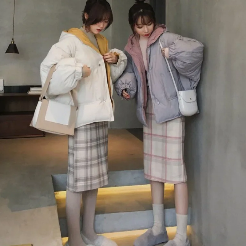 

Winter Online Celebrity down Coat Student Korean-style Loose-Fit Cute Best Friend Harajuku-Style Short Reversible Cotton-padded