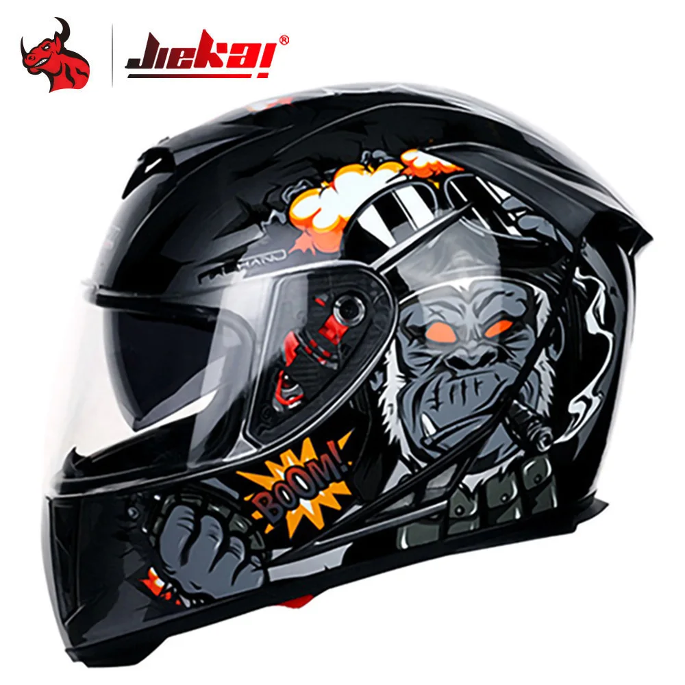 Мотоцикл JIEKAI шлем на все лицо Casco Moto двойной козырек гоночный для мотокросса