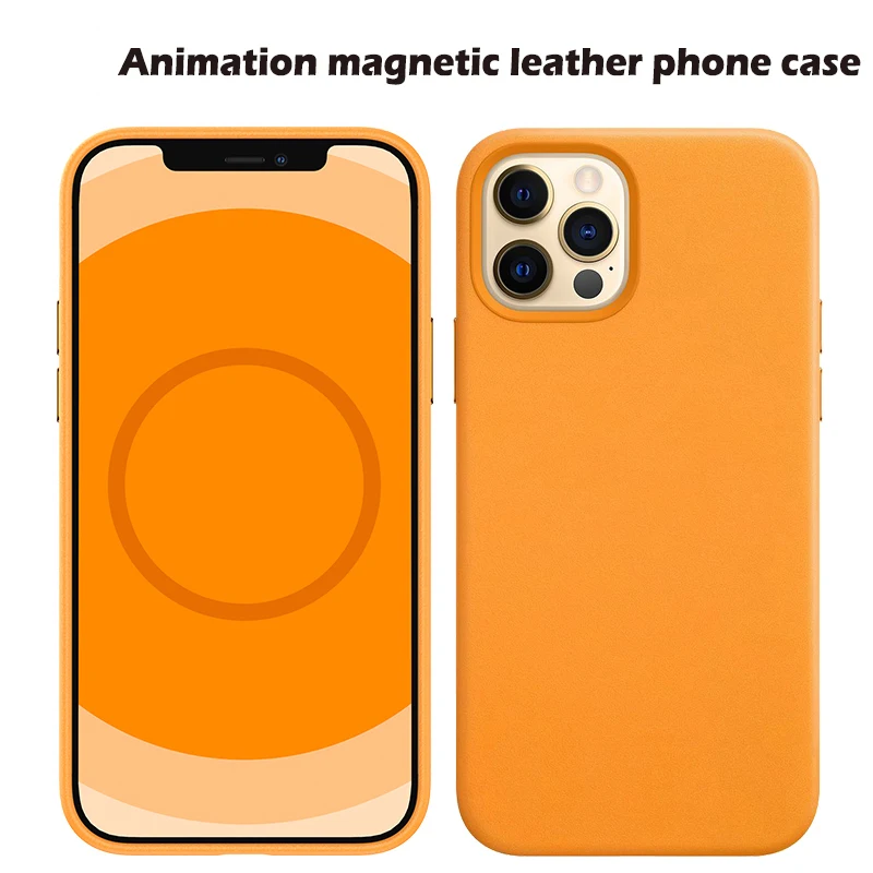 Luxury Genuine Leather Case With Animation Pop Up Window For iPhone 12 Pro Max Mini Magnet Charging For Macsafe Magnetic Attract