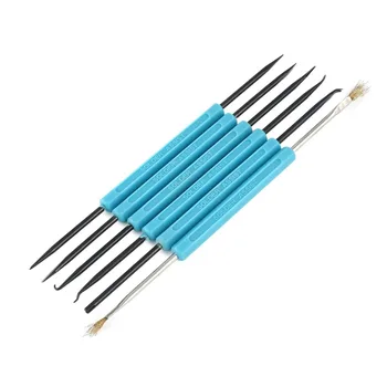 

6Pcs Welding Solder Soldering Station Iron Tool Electronic Heat Assist Set Knife Fork Reamer Chip Hold Brush Needle Kit