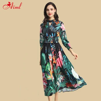

Summer Vacation Bohemian Long Dress Women's Chiffon Floral Print holiday Party Elegant Dress Ladies Sexy Hollow Out Dress