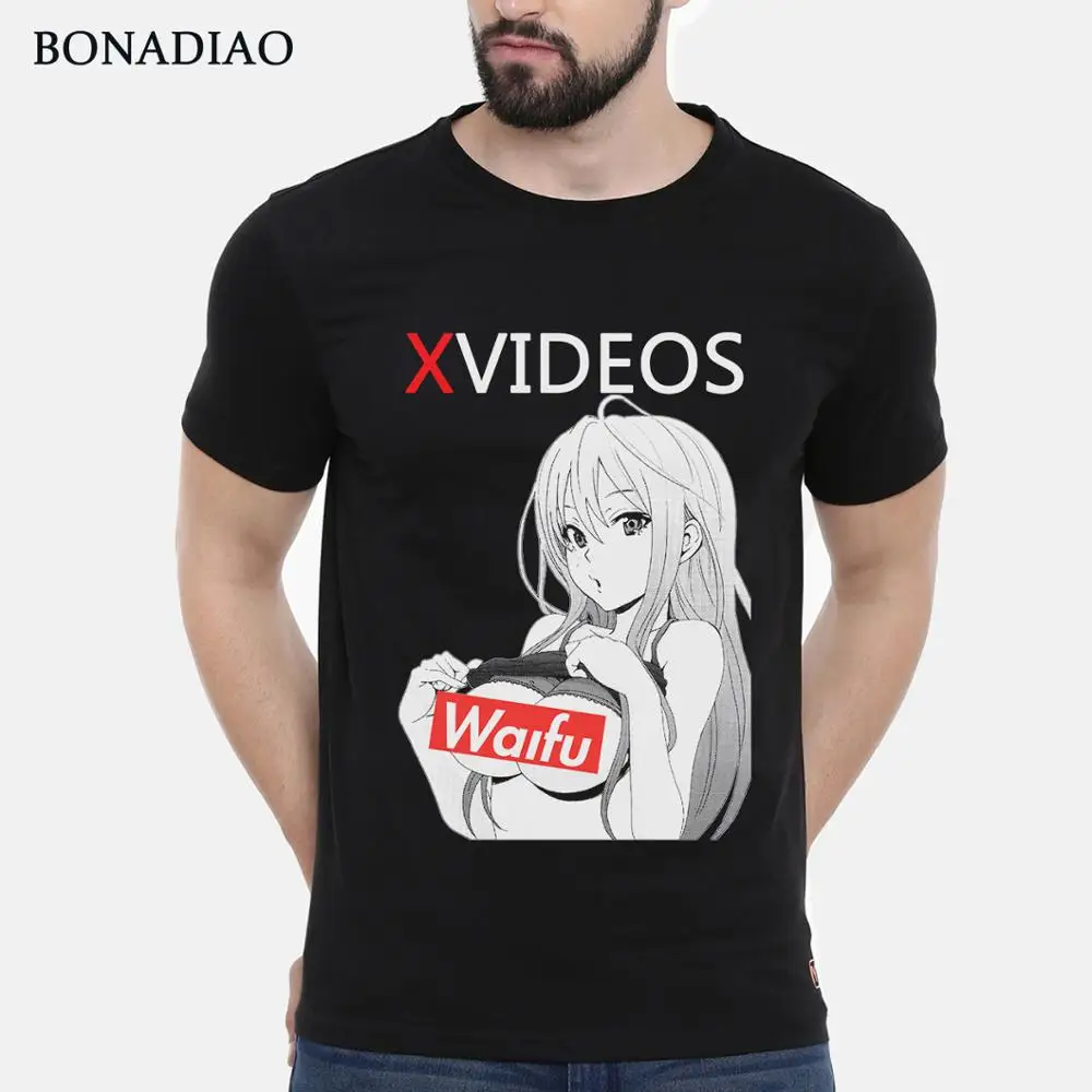 Новое поступление, XVideo, Сексуальная футболка с аниме Ahegao Waifu, хлопок, Круглый ворот, футболка большого размера