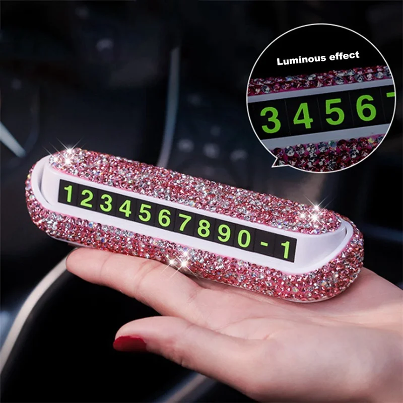 Алмазная кристальная скрывающаяся карта автомобильной временной парковки номер