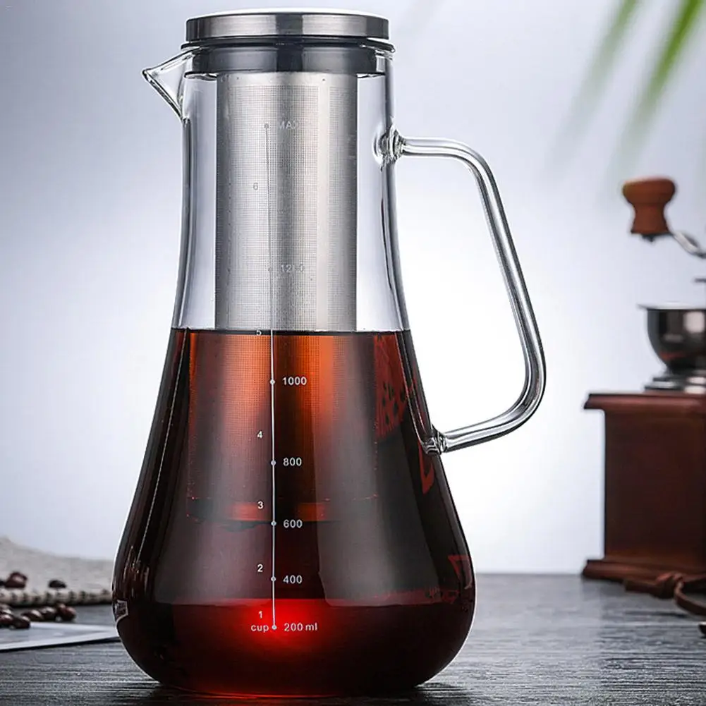 Portable Cold Brew Iced Coffee Tea Maker Coffee Pot Glass Percolators Kitchen Accessories Barista Tool