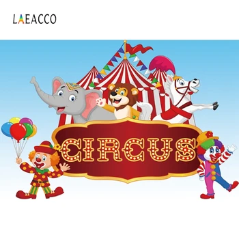 

Laeacco Circus Party Clown Animals Baby Birthday Portrait Scenic Photographic Backgrounds Photography Backdrops For Photo Studio