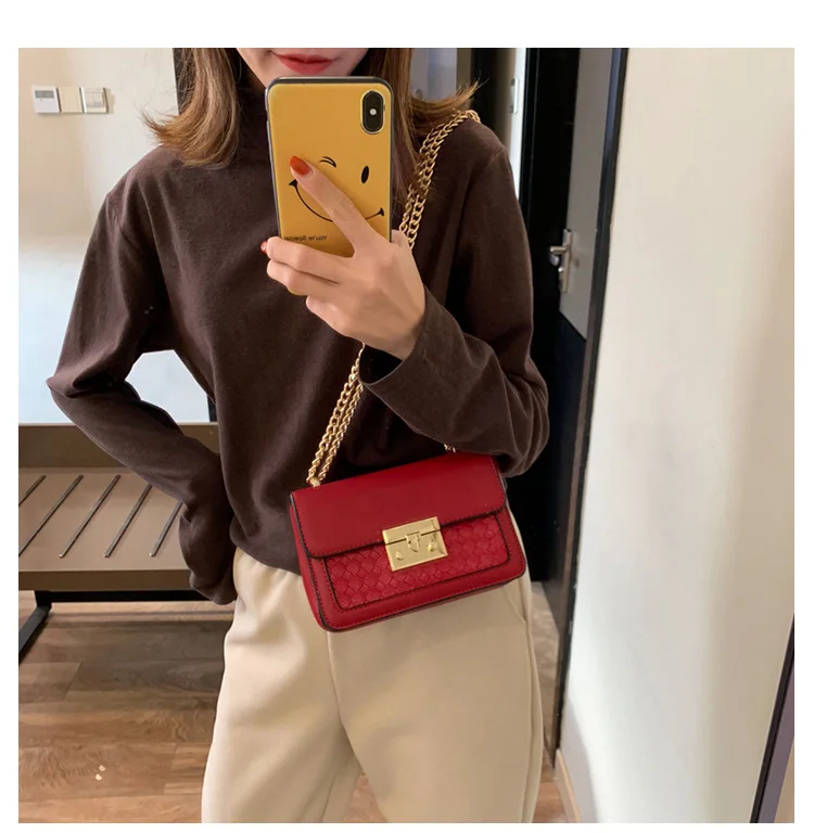 new fashion pig nose lock small square bag shoulder diagonal women's bag