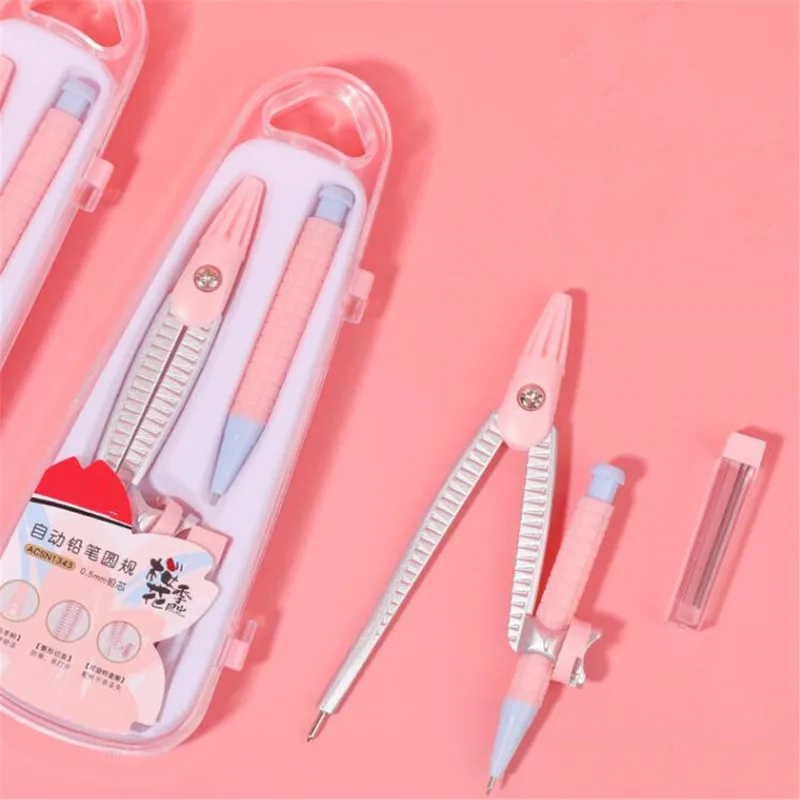 

Student Set of Compasses Automatic Pencil Writing Stationery Office Protractor Compass Kid Geometry Mathematics Teaching Aids