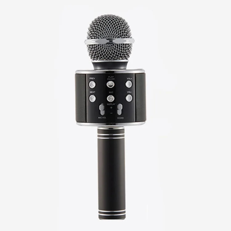 Black WS858 беспроводной Bluetooth микрофон конденсаторный машина караоке микрофон мобильный телефонный проигрыватель микрофон динамик микрофоны - Цвет: Black