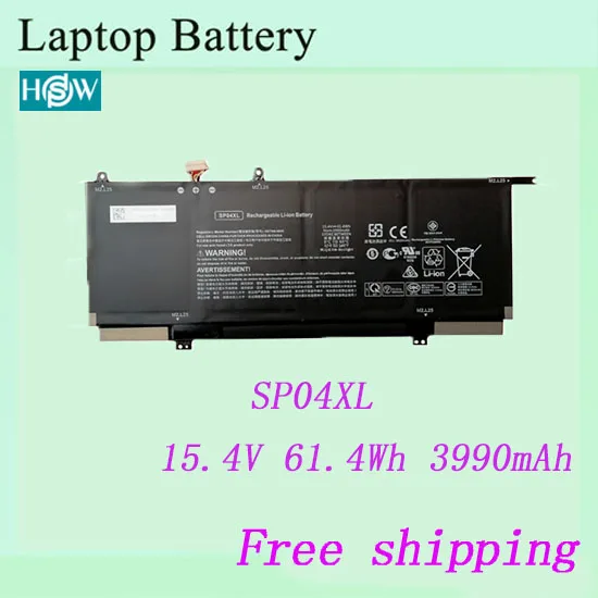Горячая Распродажа, черный аккумулятор 15,4 V 61.4Wh/3990 mAh для ноутбука hp SP04XL HSTNN-OB1B HSTNN-DB7X