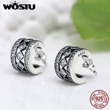 WOSTU, настоящее 925 пробы, серебряные Винтажные серьги-гвоздики Allure для женщин, модные S925 ювелирные изделия, свадебные ретро серьги FIE052