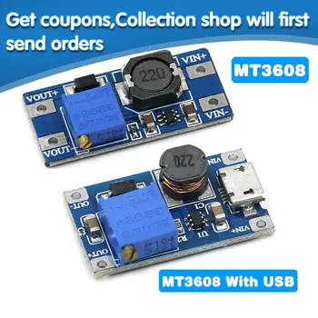 

MT3608 DC-DC Adjustable Boost Module 2A Boost Plate Step Up Module with MICRO USB 2V-24V to 5V 9V 12V 28V