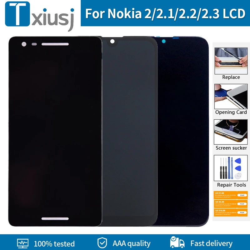 Оригинальный ЖК дисплей для Nokia 2 2,1 2,2 2,3 ЖК дисплей сенсорный экран дигитайзер сборка AAA + + Замена Черный Белый Бесплатные инструменты|Экраны для мобильных телефонов| | АлиЭкспресс