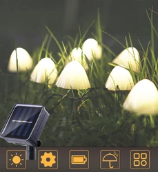 Guirlande solaire 10/20/30 LED en forme de champignon, étanche, éclairage d'extérieur, décoration de jardin, noël, mariage, lampes féeriques 
