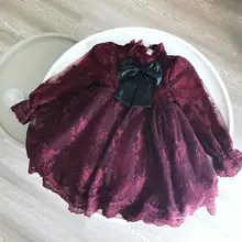 Новые детские кружевные флисовые платья феи с бантом; Модная одежда принцессы для девочек; 5 шт./партия;