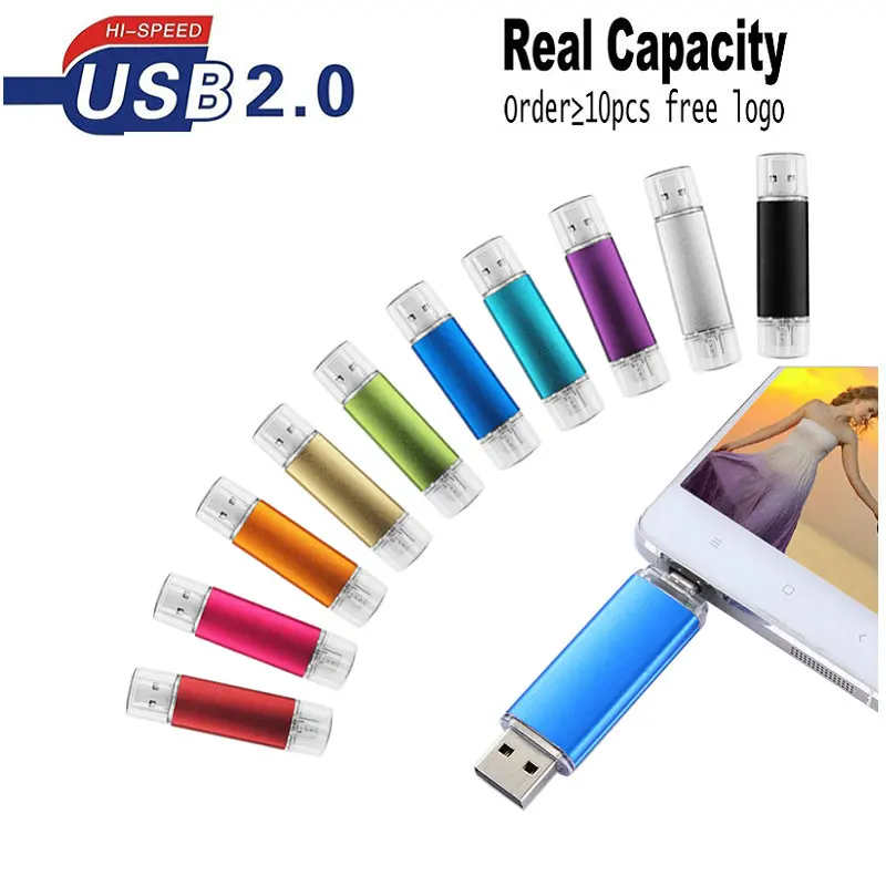 Металлический микро OTG USB флеш накопитель реальная емкость 4 ГБ 8 32 64 16