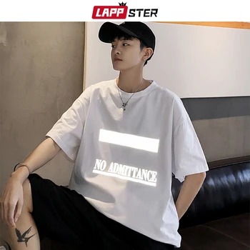 

LAPPSTER Men Streetwear Reflective Graphic T Shirts 2020 Summer Mens Hip Hop Harajuku T-shirts Male Korean Colorful Vintage Tees
