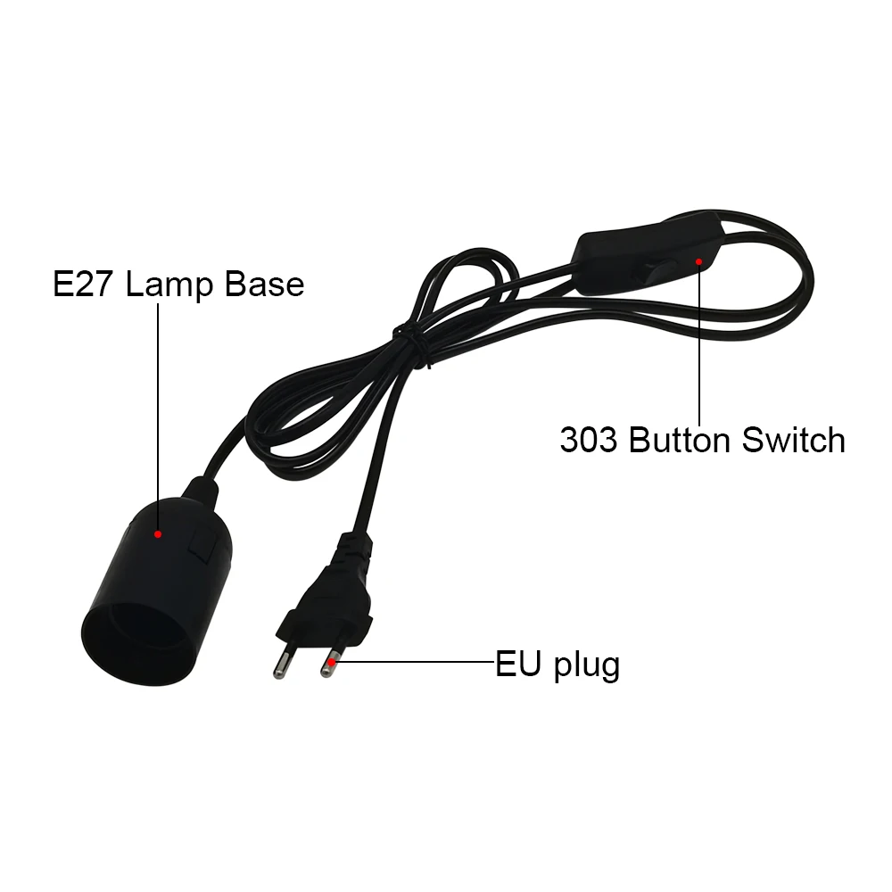 Lamp Base E27 EU US Hanging Pendant LED Light Fixture Lamp Bulb Socket Cord Adapter With On/Off Switch Bases Holder
