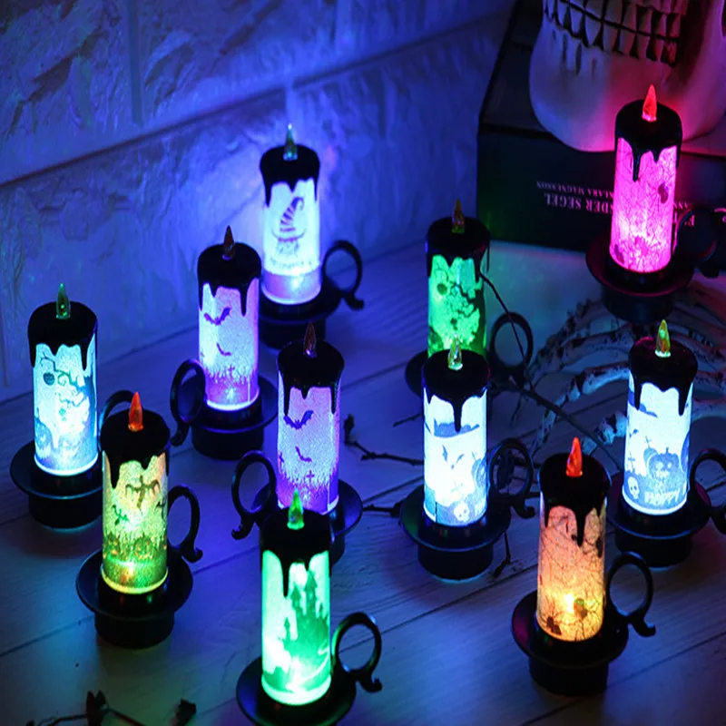 

Top-Arrival Halloween Decorative Props LED Electronic Candle Lamp Table Decoration with Button Batteries Christmas Light