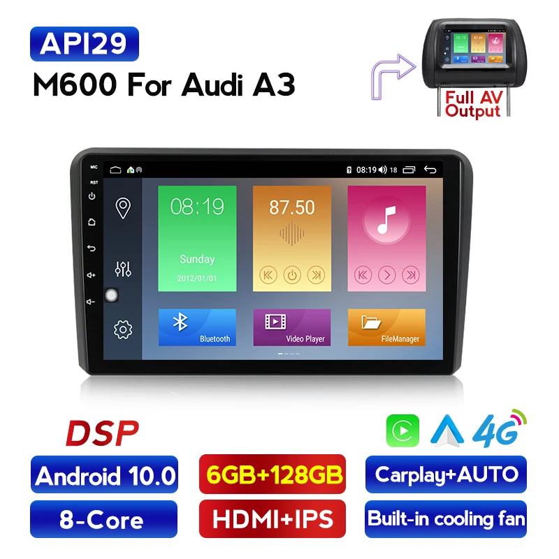 DSP IPS 8'' Android 10 CAR GPS For Audi A3 8P Radio Multimedia 2003-2012 S3 2006-2012 RS3 Sportback 2011 stereo player BT WIFI |