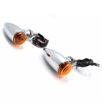 

1 Pair 12V Chrome Motorcycle Turn Signal Indicator Light Flasher Blinker Parts Set Kit Turn Signal Lights
