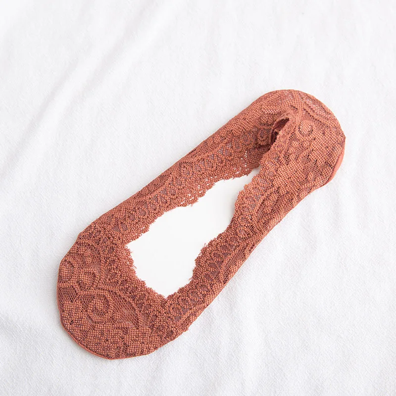 1 pair 585-1 Нескользящие женские кружевные носки, яркие цвета, носки-лодочки, летние дышащие повседневные Модные незаметные силиконовые носки с закрытым носком для девочек - Цвет: 1 pair 585-1
