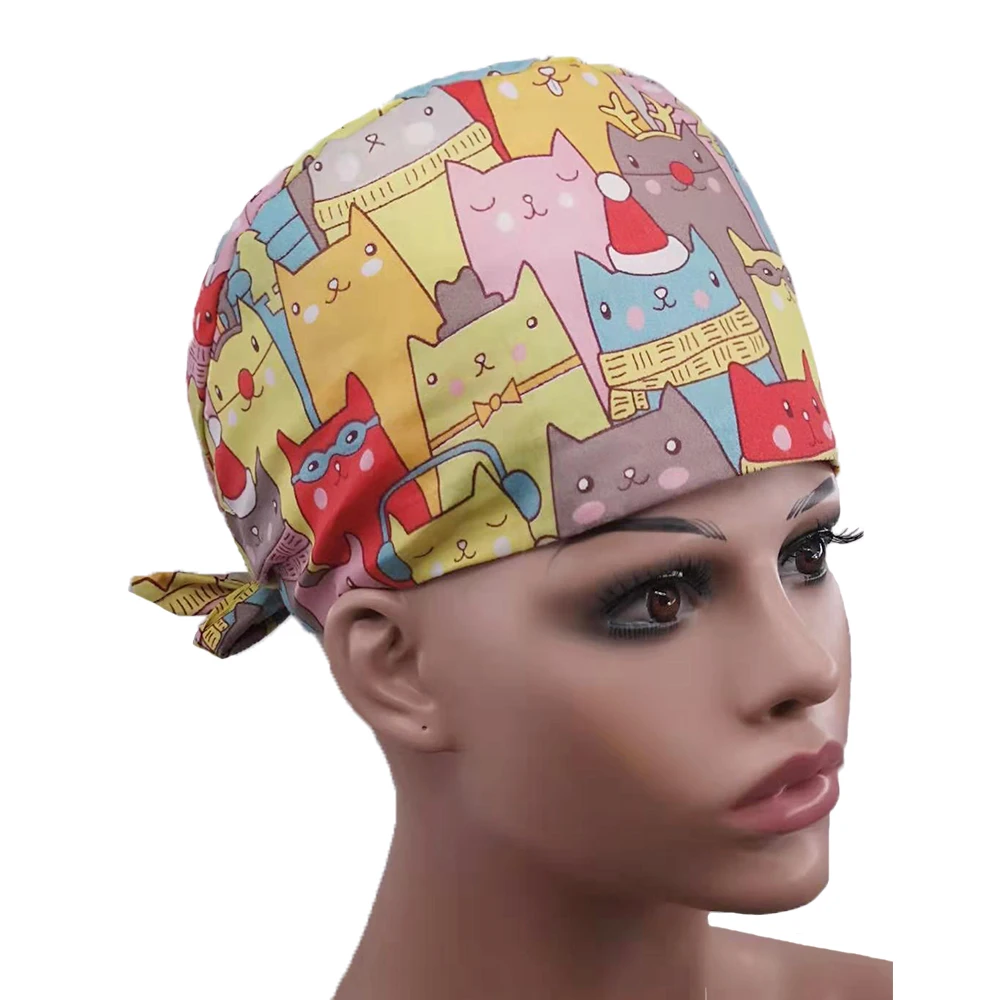 Surgical Scrub for Women Adjustable Medical Caps Hospital Scrub Lab Clinic Dental Operation Hat Doctor Nurse printing cap