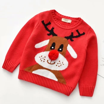 

New Autumn Winter Christmas Deer Baby Boys Girls Kids Sweater Boys Girls Long Sleeve Knitted Sweater Boys Girls Sweater