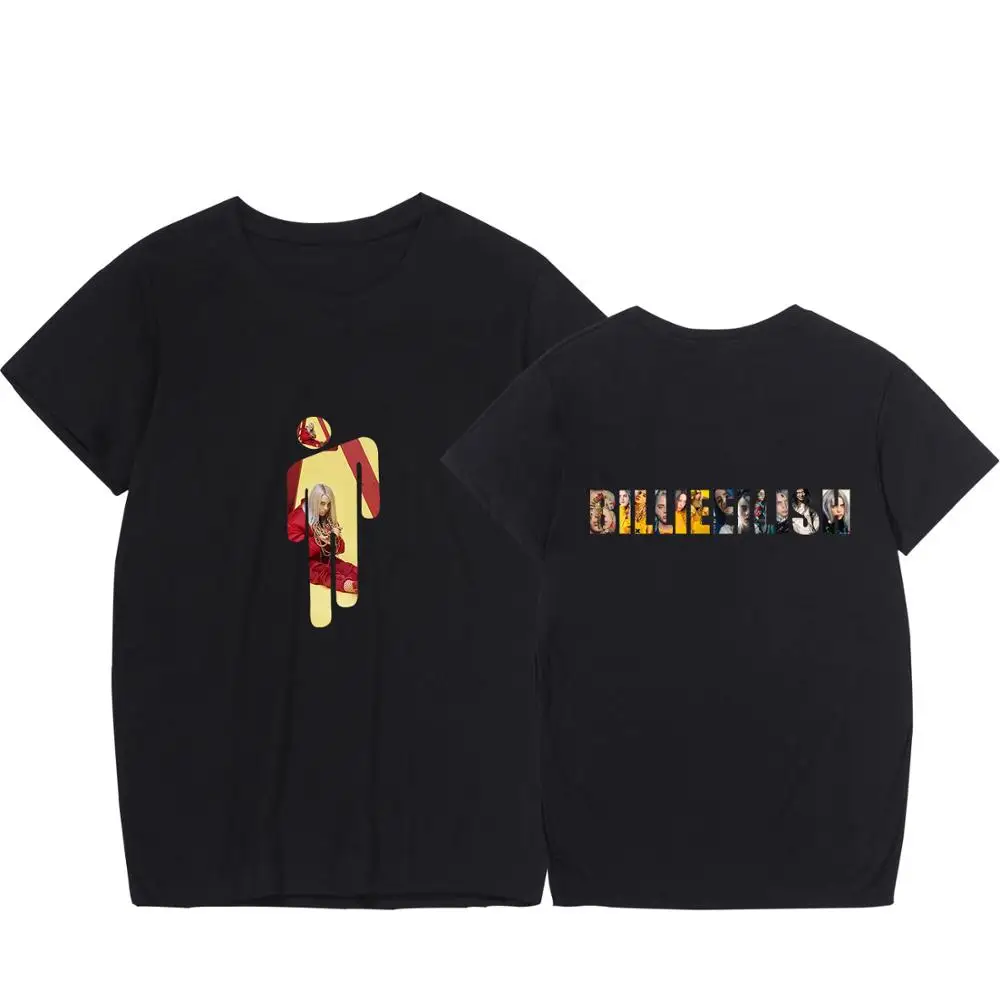 Billie Eilish женская футболка с принтом Харадзюку каваи, модная футболка с 3d графикой, футболка в Корейском стиле, женские футболки - Цвет: black - style 4