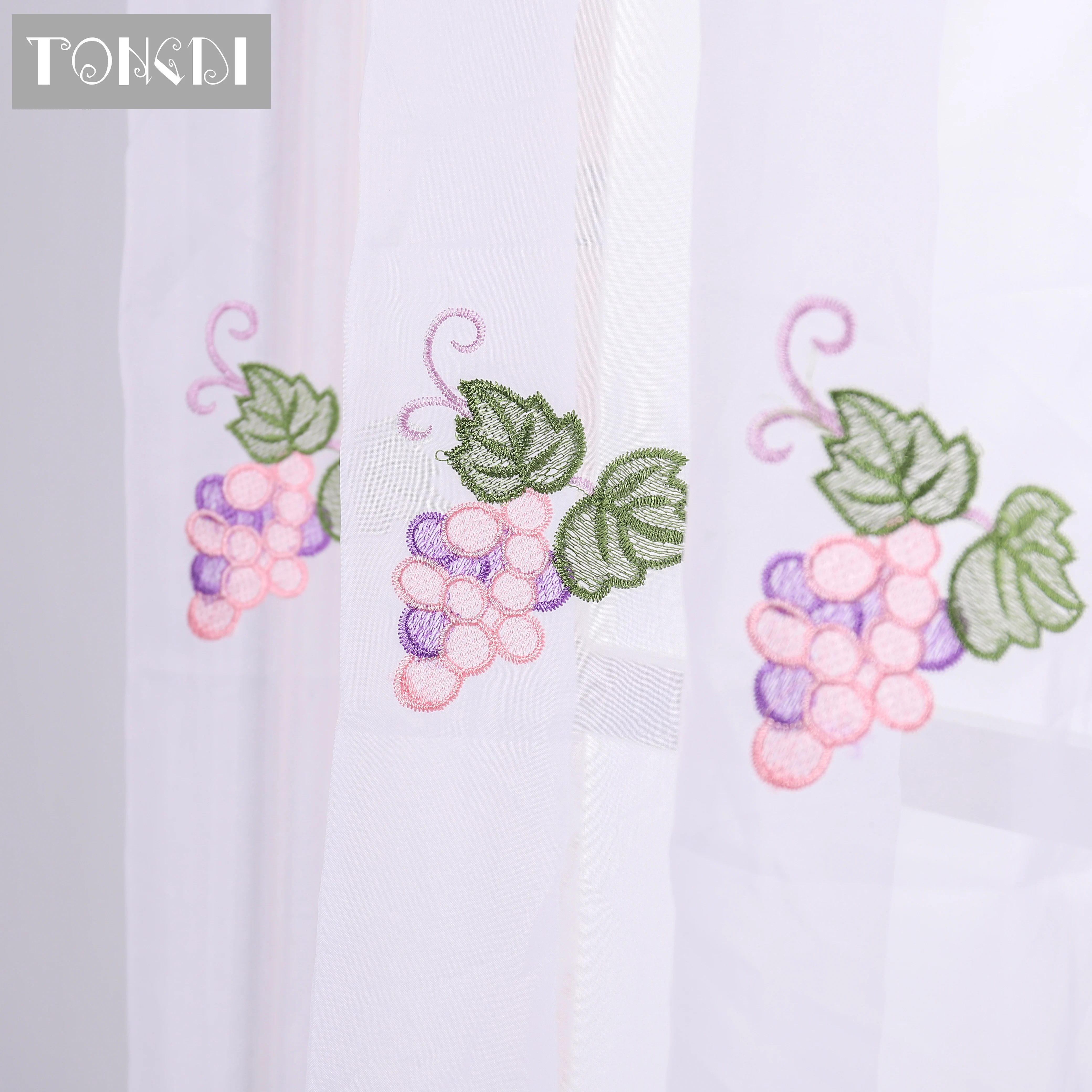 TONGDI, занавески для домашней кухни, короткие ярусы, фруктовый виноград, вышивка, Белый Тюль, балдахин, украшение для окна, кухни, столовой