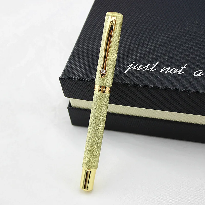 Роскошный белый золотой зажим Подарочная коробка роликовая ручка Алмазный зажим полная металлическая гелевая ручка тяжелое ощущение хорошего качества черный 0,5 мм заправки - Цвет: E