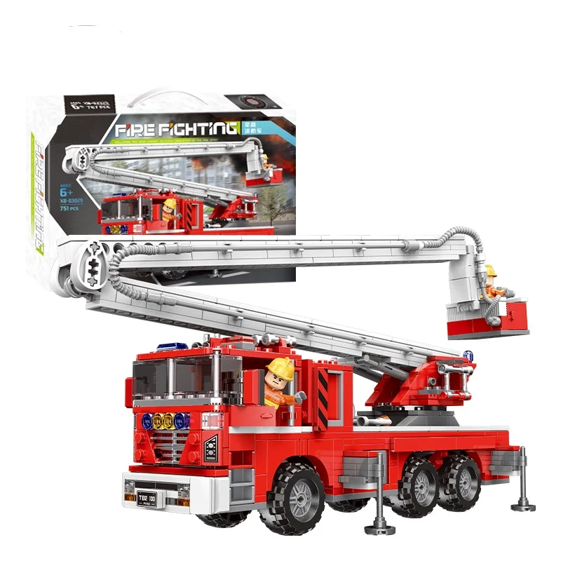 

In Stock Technic 03029 City Fire Truck The Rescue Vehicle Sets Building Ladder Blocks Compatible MOC Toys For Children Octonauts