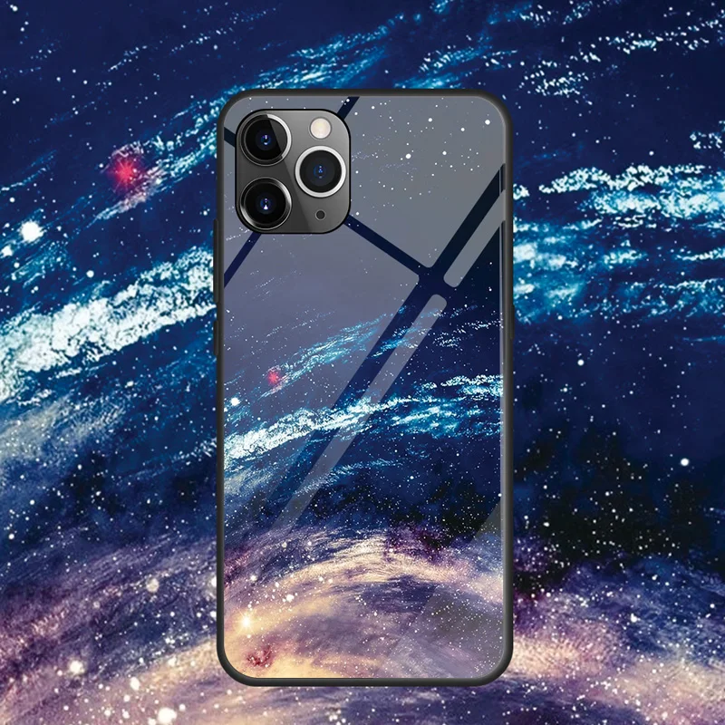 Чехол из углеродного волокна с градиентом из закаленного стекла для iPhone 11 Pro Max
