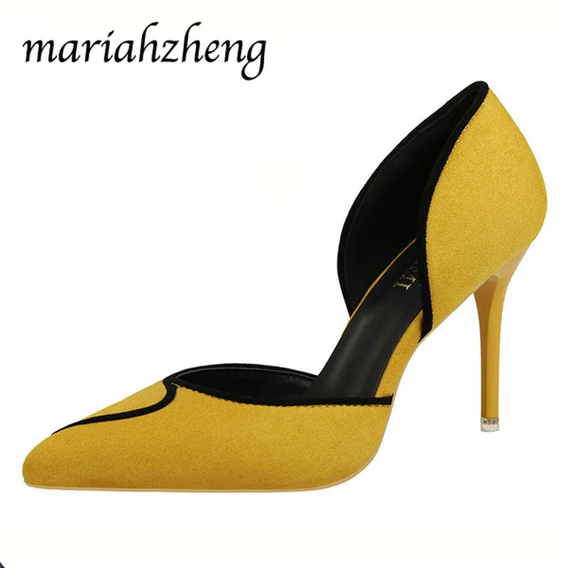 Meriahzheng 9CM Fashion 2020 Summer New Pointed Hollow Lady Ultra High Heel Single Shoes Suede Professional Women's Sandals LBZ | Обувь