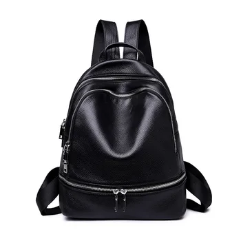 

Genuine Leather Embossed Leather Backpack Bag Women's 2018 New Style Versitile Fashion College Style Full-grain Leather Large-ca