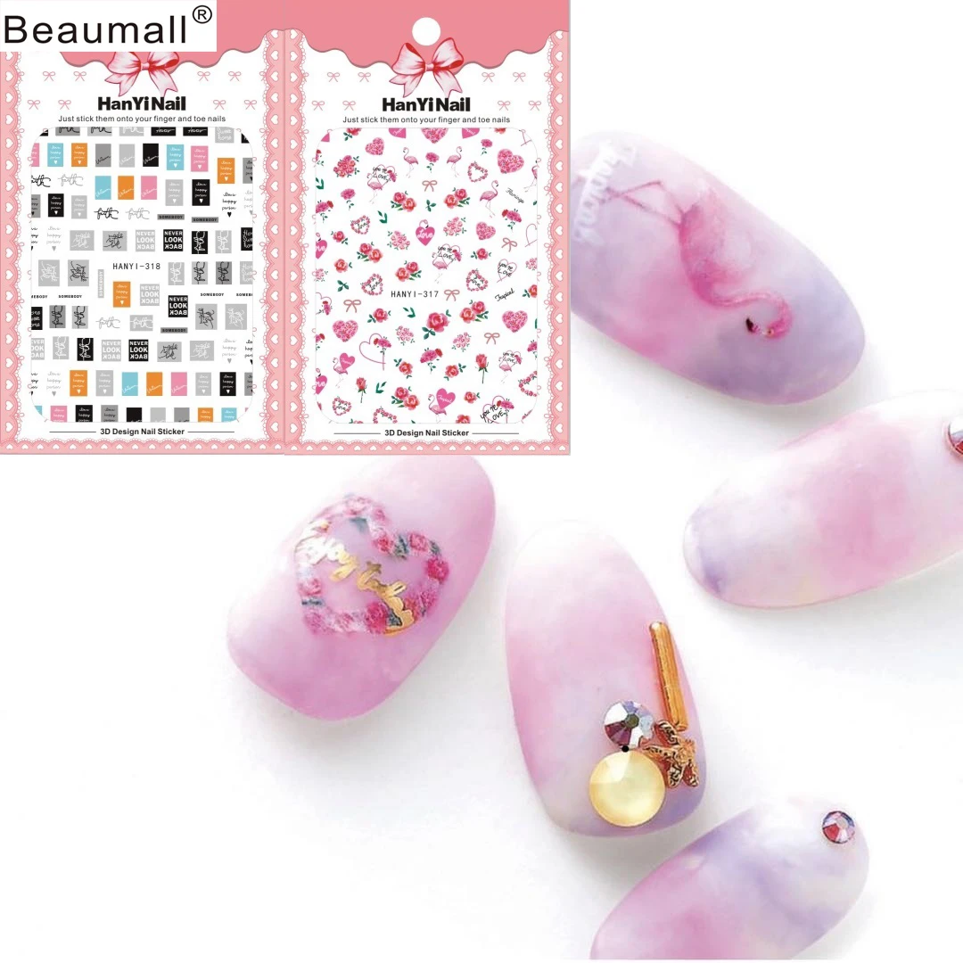 

Fashion Patterns! Nails Art Manicure Back Glue Decal Decorations Design Nail Sticker For Nails Tips Beauty
