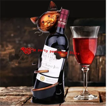 

1pcs fashion Cat Wine Rack Wine Holder Shelf Metal Practical Sculpture Wine stand Home Decoration Interior Crafts Christmas Gift